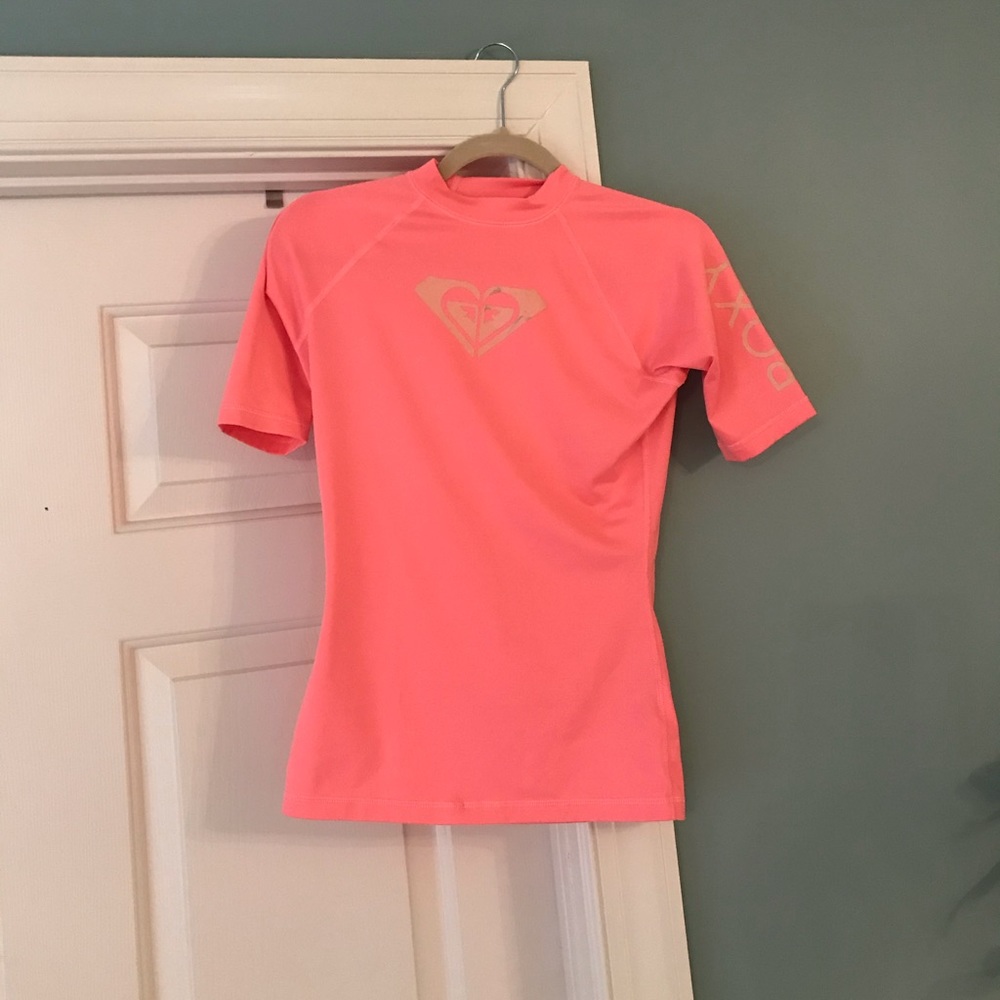 Roxy peach rash guard swim shirt M